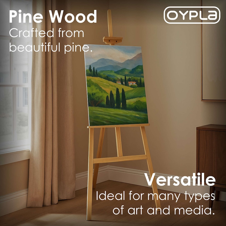 image 1 of 5ft 1500mm Wooden Pine Tripod Studio Canvas Easel Art Stand | Brown