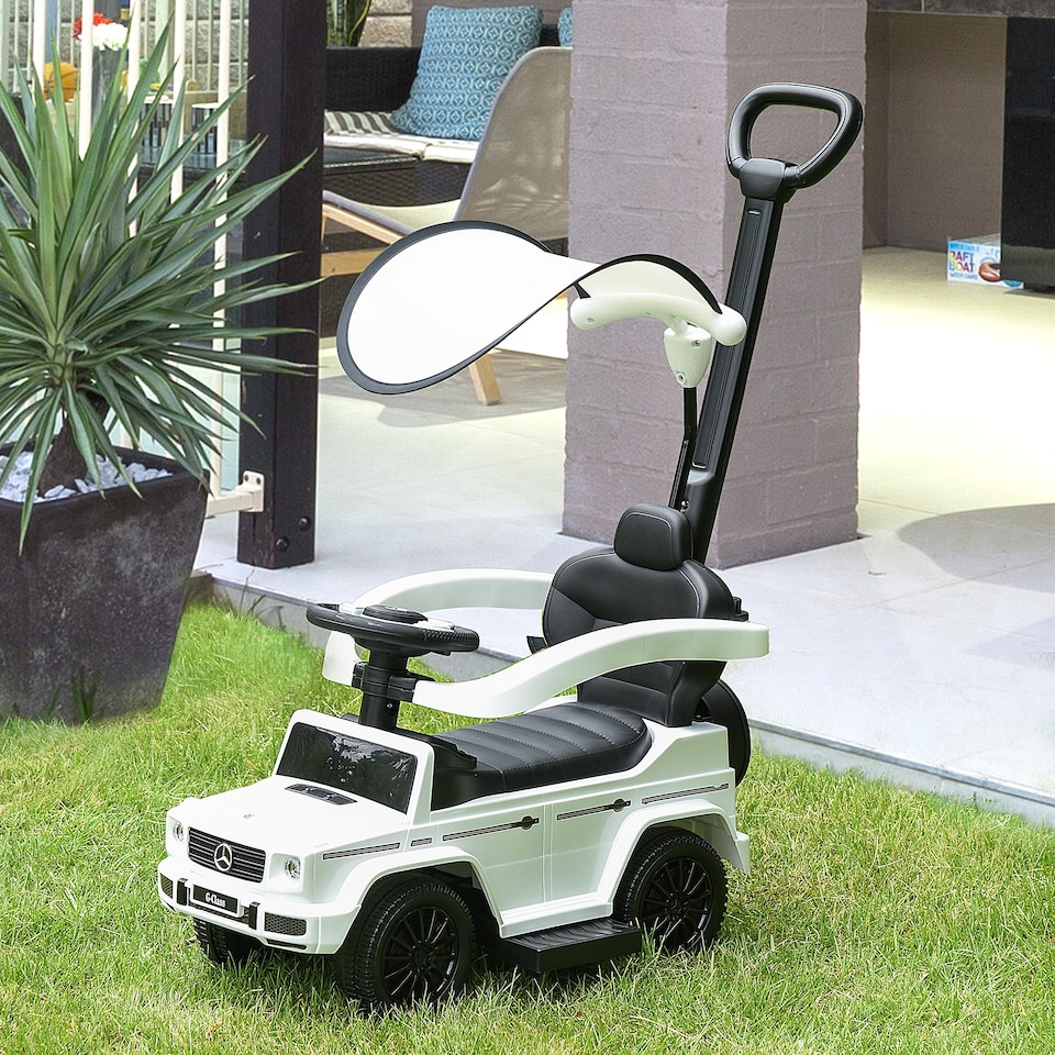 image 1 of HOMCOM 3 in 1 Kids Children Ride on Push Car Toddler Sliding Car G350 Licensed Walker Foot to Floor Slider Push-Along with Horn Steering Wheel NO POWER Manual, White