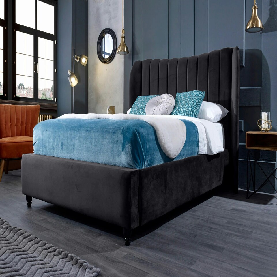 image 1 of Carli Plush Steel Super King Bed Frame - Steel