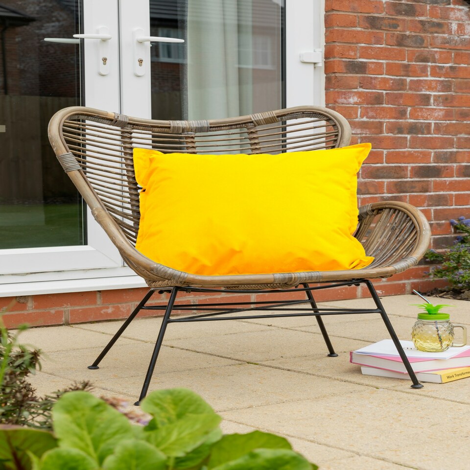 image 1 of Waterproof Outdoor Garden Cushion Covers Patio Cushion Cover Cases Square Pack Of 4 45cm X 45cm Yellow