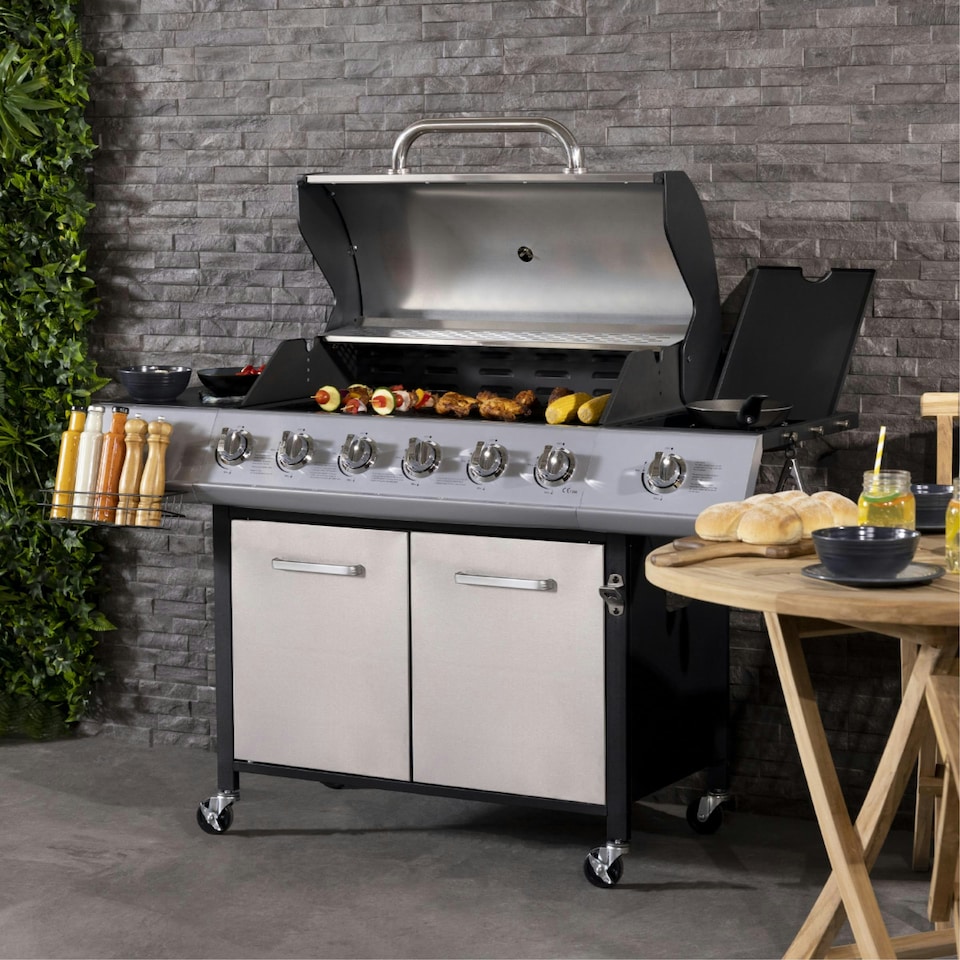 image 1 of Charles Bentley 7 Burner (6+side) Premium Gas BBQ - Stainless Steel