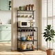 image 2 of HOMCOM Freestanding Shelving Unit with 6 Hooks and Wine Rack