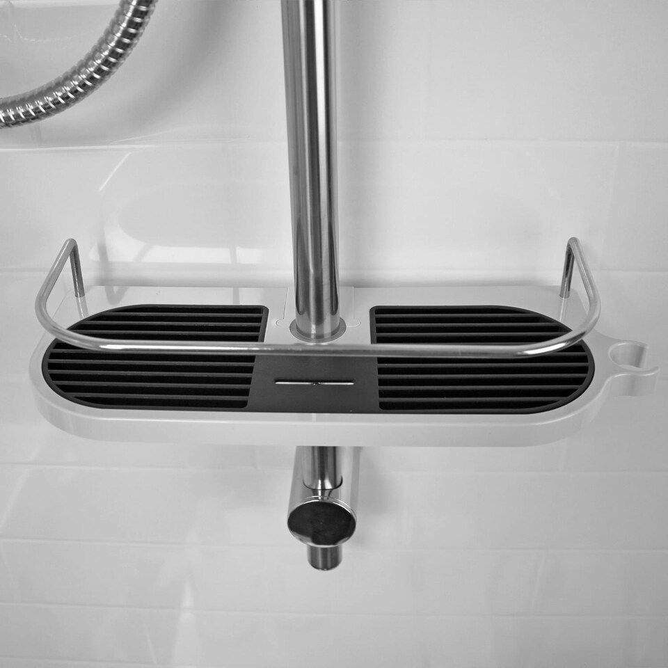 image 1 of Showerdrape Shower Rail Shelf Storage Shelf Caddy