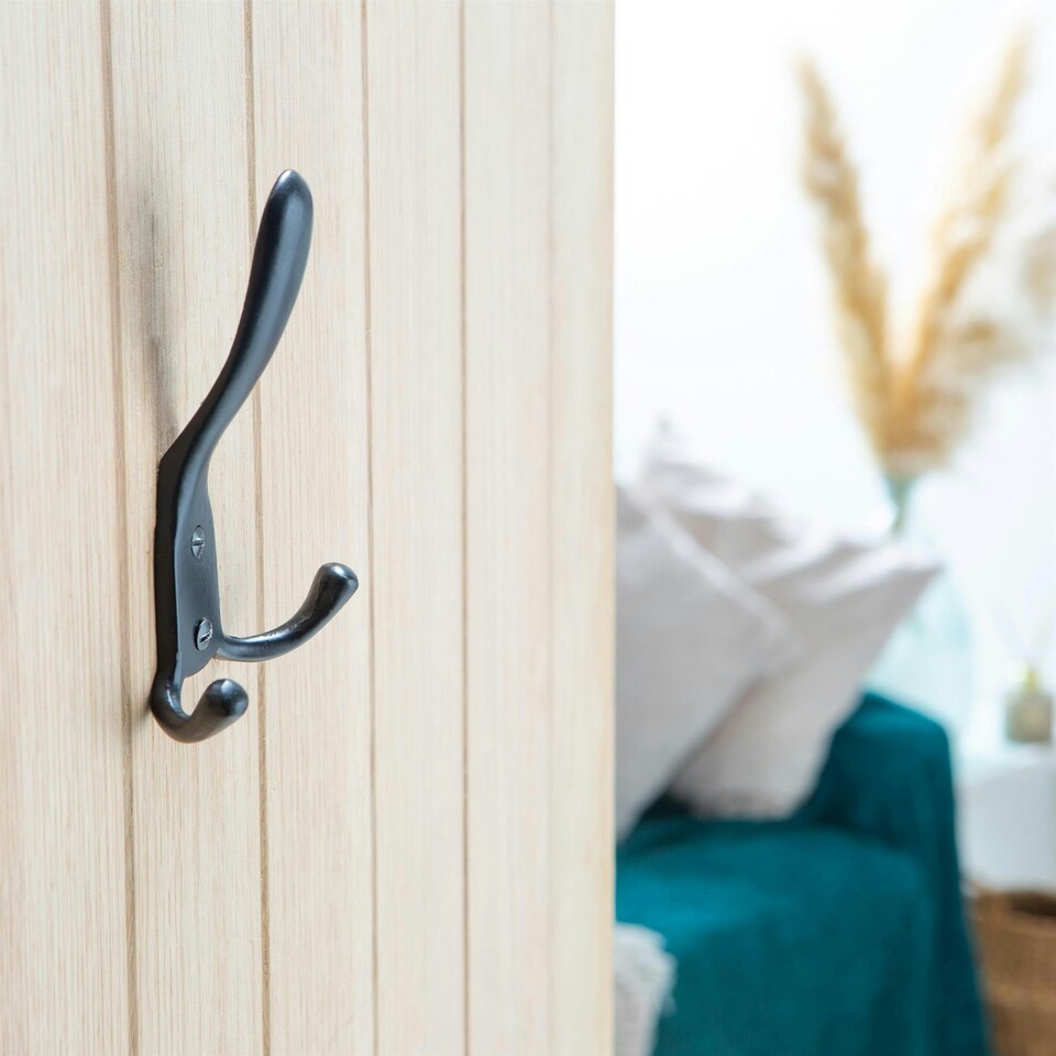 image 1 of Hammer & Tongs Rustic Hat and Double Robe Hook - W90mm x H140mm - Black