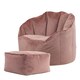 image 1 of icon Sirena Scallop Chair Bean Bag and Footstool Pink Velvet Bean Bags Pink | Pink