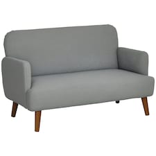 HOMCOM 2 Seater Sofa with 21cm Thick Padding and Wood Legs, Grey