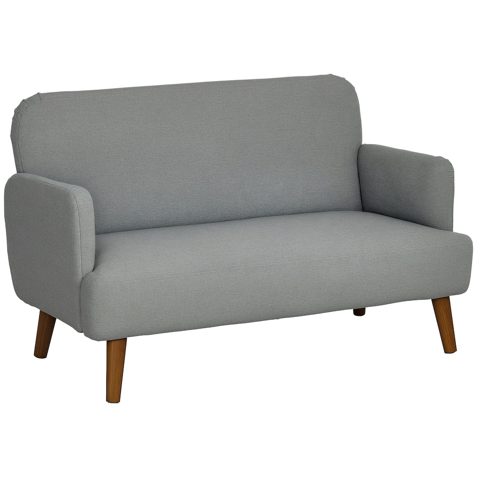 image 1 of HOMCOM 2 Seater Sofa with 21cm Thick Padding and Wood Legs, Grey