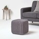 image 2 of Homescapes Dark Grey Cube Cotton Knitted Pouffe Footstool