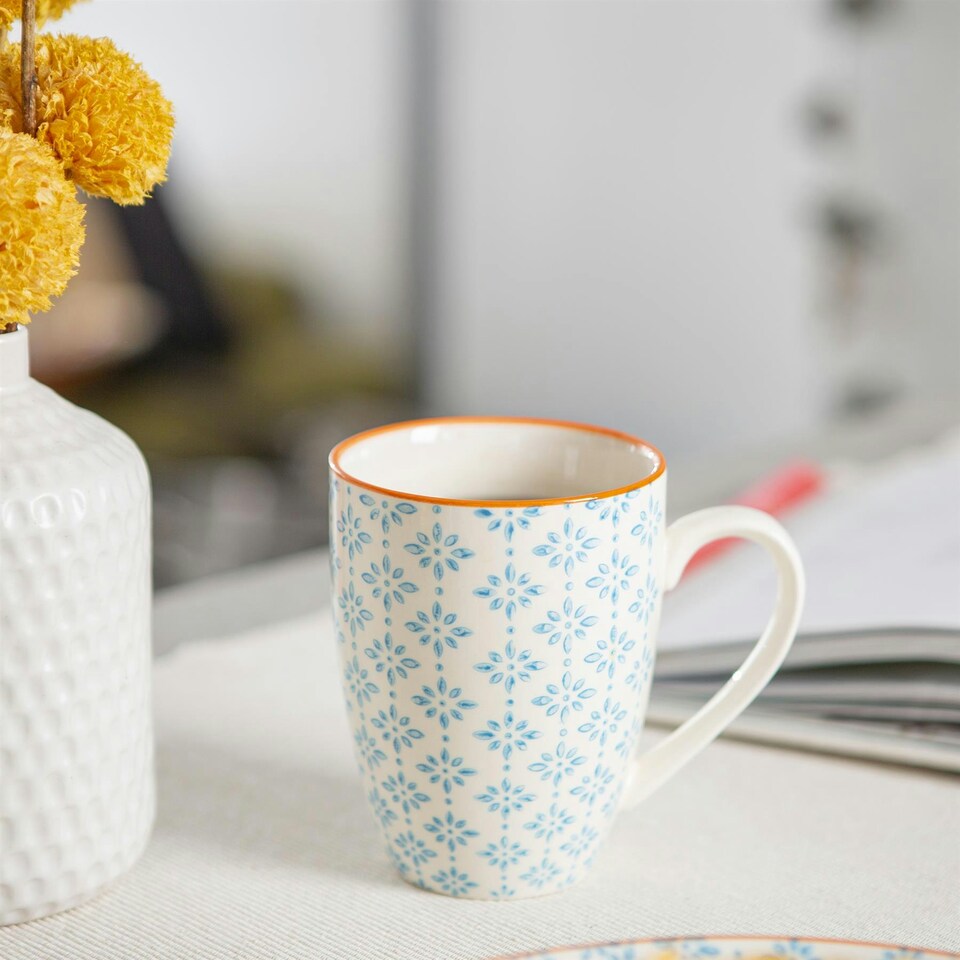 image 1 of Nicola Spring 24 Piece Hand-Printed Dinner Set - Blue