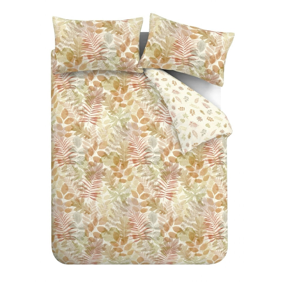image 1 of Catherine Lansfield Autumn Leaves So Soft Reversible Duvet Cover Set Natural Cream | Natural | King