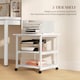 image 3 of HOMCOM 3-Tier Printer Stand with Storage Shelf, Mobile Printer Table on Wheels, 50 x 50 x 52.5cm Rolling Printer Cart for Home Office, White
