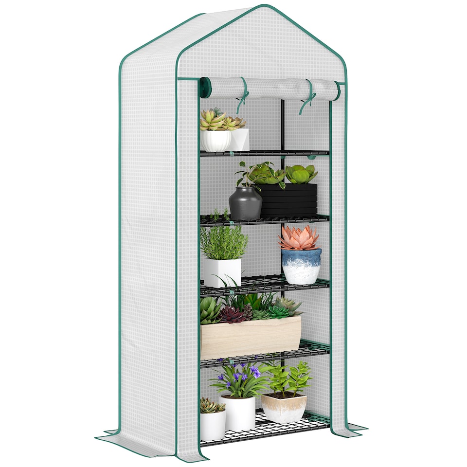 image 1 of Outsunny Widened Mini Greenhouse 5 Tier Green House, 193H x 90W x 49Dcm, Green
