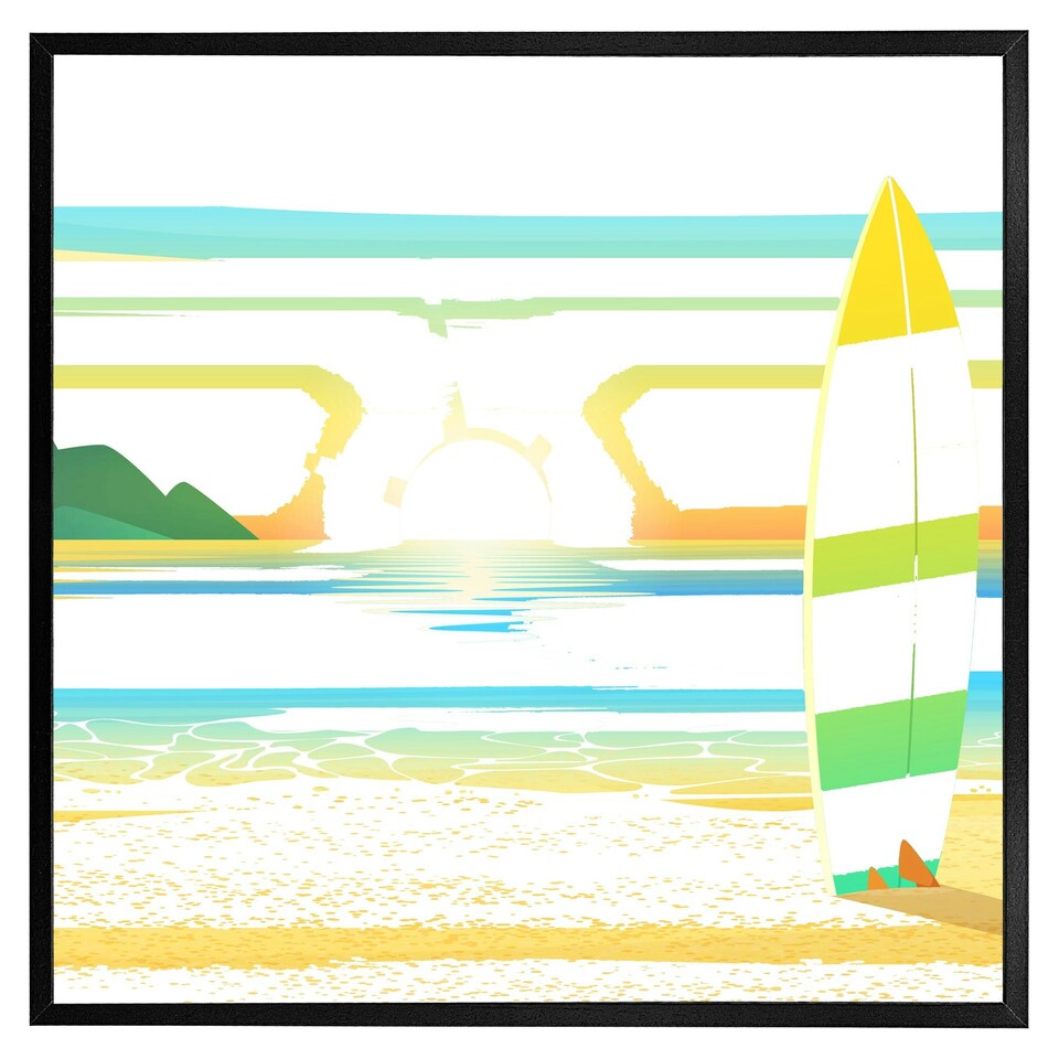 image 1 of Surf board on beach (Picture Frame) Brown | M