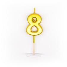 Gold Number 8 Candle Gold