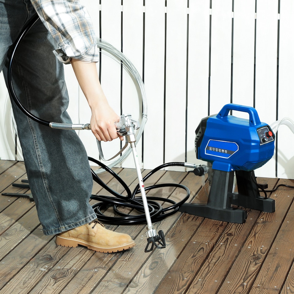 image 1 of HOMCOM Wall Spray Gun, Airless Paint Sprayer for Wall Painting, 200 Bar | Blue