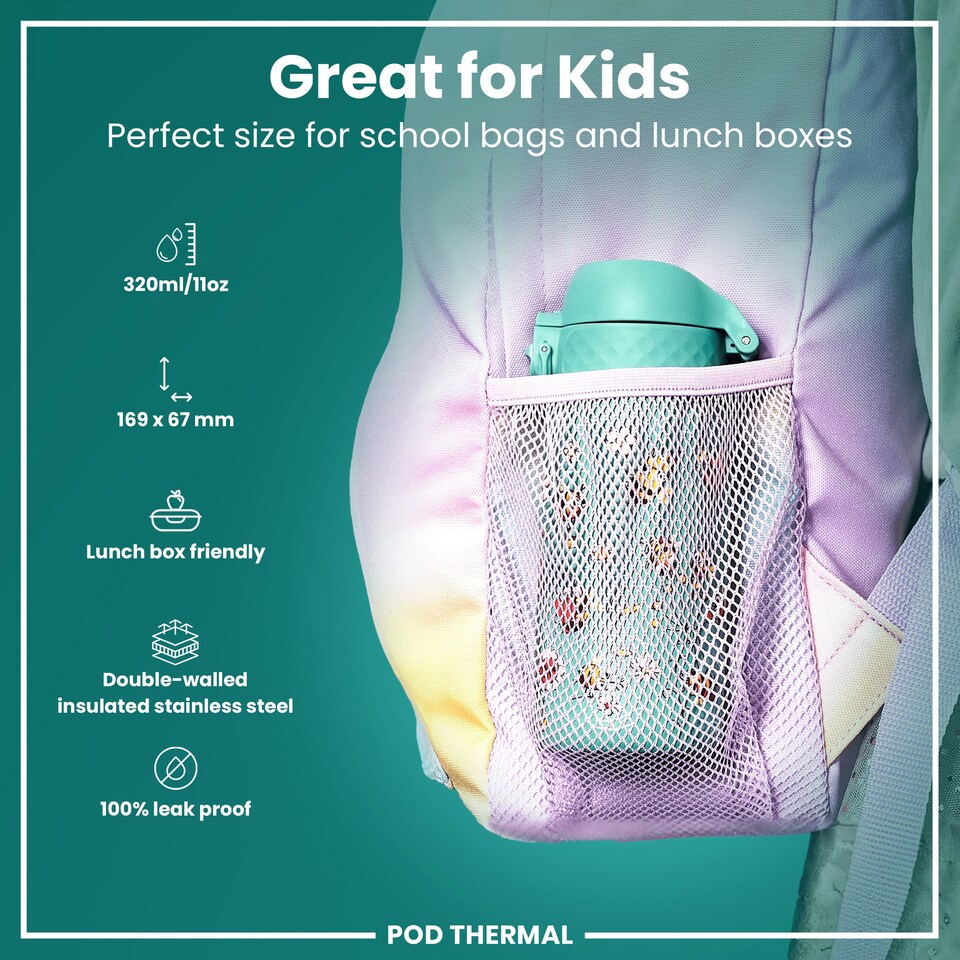 image 1 of Leak Proof Water Bottle, Vacuum Insulated, 320ml (11oz) | Blue | Bees | One Size