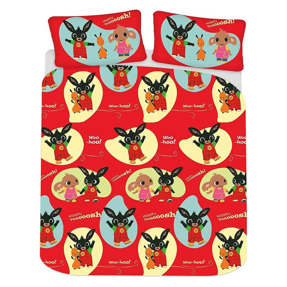 image 1 of Bing Bunny Woosh Duvet Cover Set - Red/Blue/Yellow - Single Red | Single