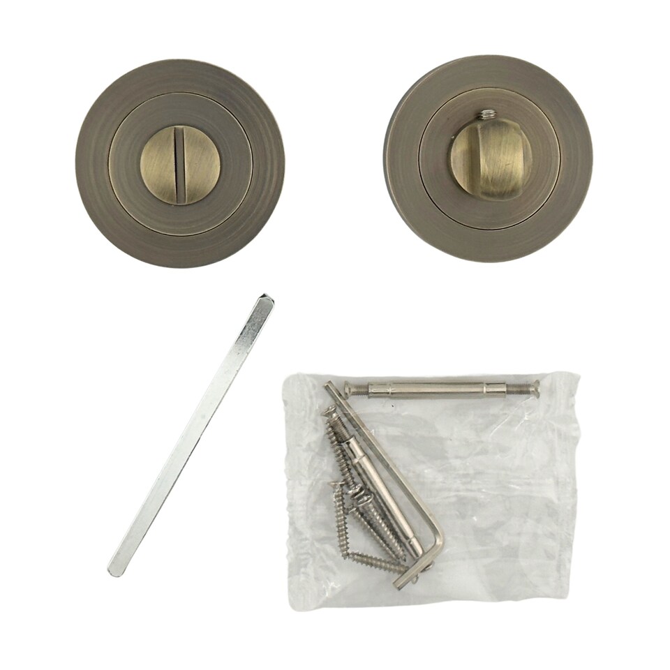 image 1 of AXS Bathroom Turn & Release with Deadbolt - 57mm Backset Pack - Antique Brass