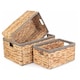 image 6 of Large Water Hyacinth With Grey Rope Border Rectangular Storage Basket | Brown | Brown