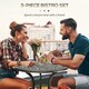 image 3 of Outsunny 3 Piece Patio Bistro Set Outdoor Table Set with Umbrella Hole