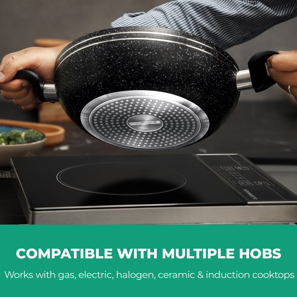 image 1 of Royalford 32cm Aluminium Wok Pan Non-Stick Induction Safe Frying Pan