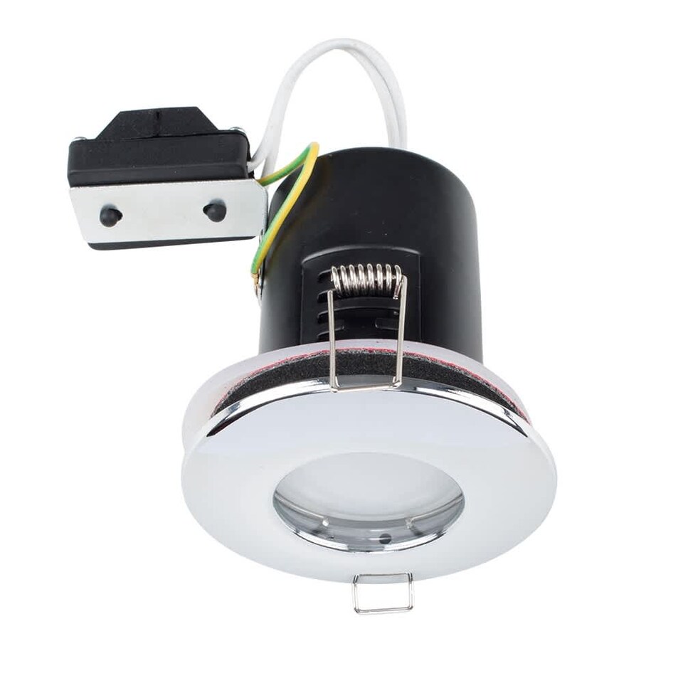 image 1 of ValueLights Downlight Fire Rated IP65 Chrome Ceiling Light Fitting Single Pack