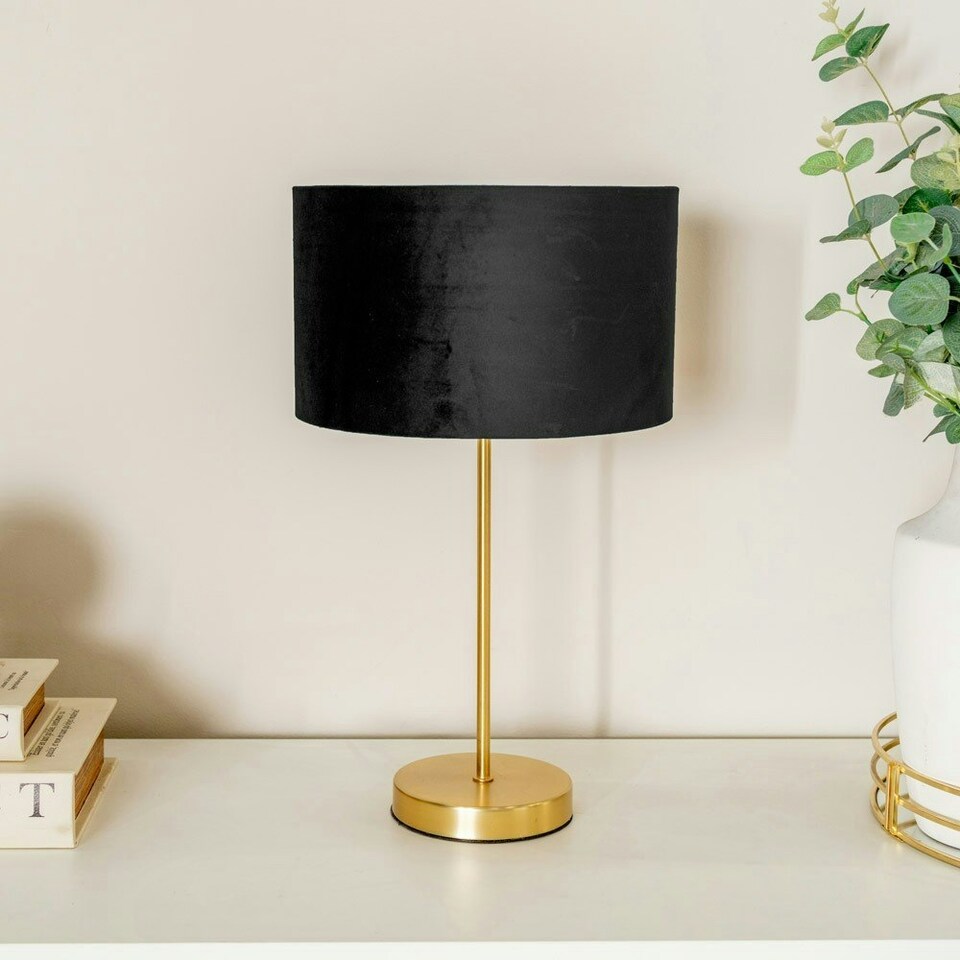 image 1 of ValueLights Charlie Brushed Chrome Floor Lamp XL Black Taper Shade & Bulb
