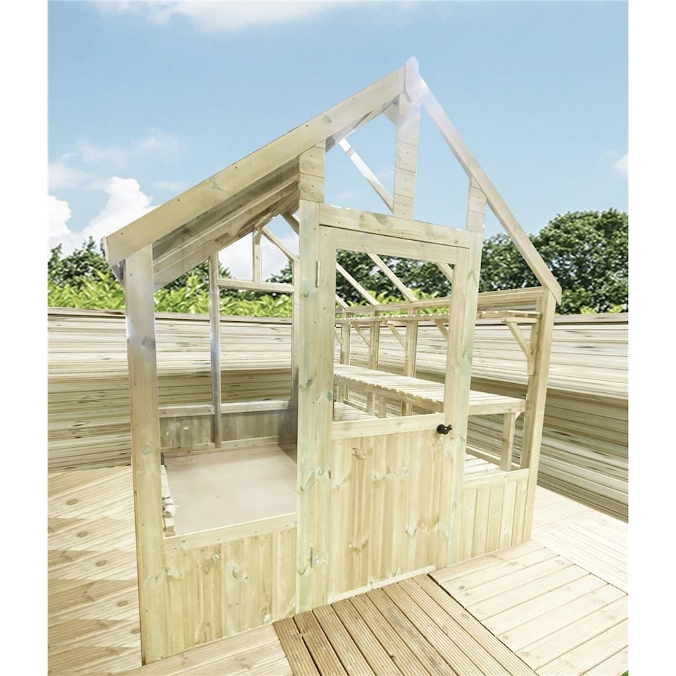 image 1 of 14 X 8 Pressure Treated Tongue And Groove Greenhouse - Rim Lock - 4mm Toughened Glass + Bench + Free Install (14' x 8' / 14ft x 8ft) (14x8)