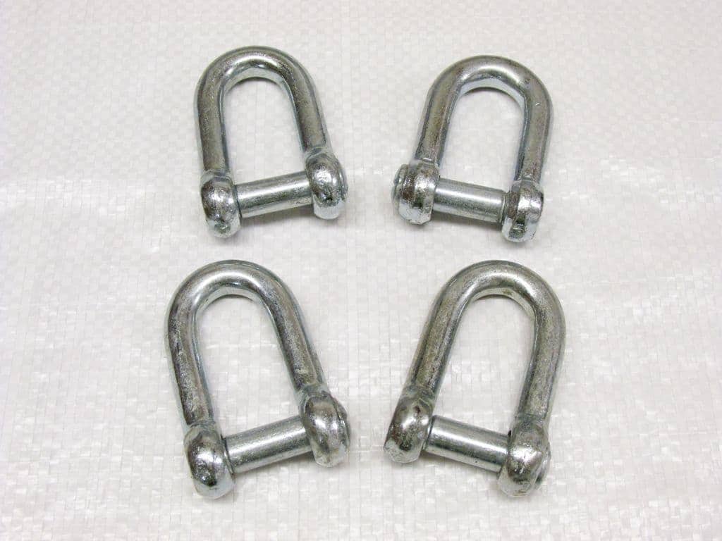 X4 8mm Galvanised Commercial Dee Shackles With Countersunk Pin - Chain Connect Caravan Tether Flush
