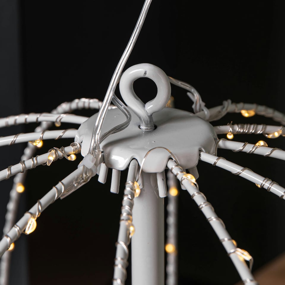 image 1 of 30cm White Metal Folding Christmas Ball with 108 Warm White LEDs