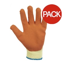 Glenwear Latex Grip Gardening Gloves (Pack of 12) - Brown/Cream - XL