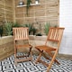 image 4 of Outdoor 2 Person Folding Square Wooden Garden Patio Dining Table Chairs Parasol and Base Set