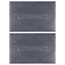 Nicola Spring 2x Heavy Duty Door Mats - 60 x 40cm - Welcome - Rubber Indoor Outdoor Floor Mat Dirt Trapper Rug Non Slip Doormat