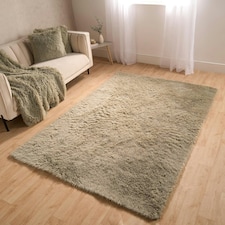 OHS Fluffy Anti-Slip Plain Shaggy Floor Mat Rug , 80x150cm - Sage Green | Sage Green | 80x150cm