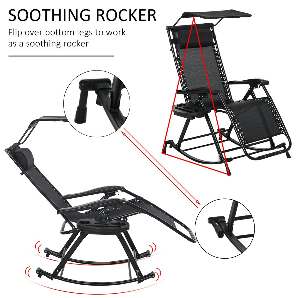 image 1 of Outsunny Folding Recliner Chair Outdoor Lounge Rocker Zero-Gravity Seat