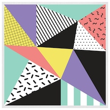 Retro themed geometrics (Picture Frame) White | M