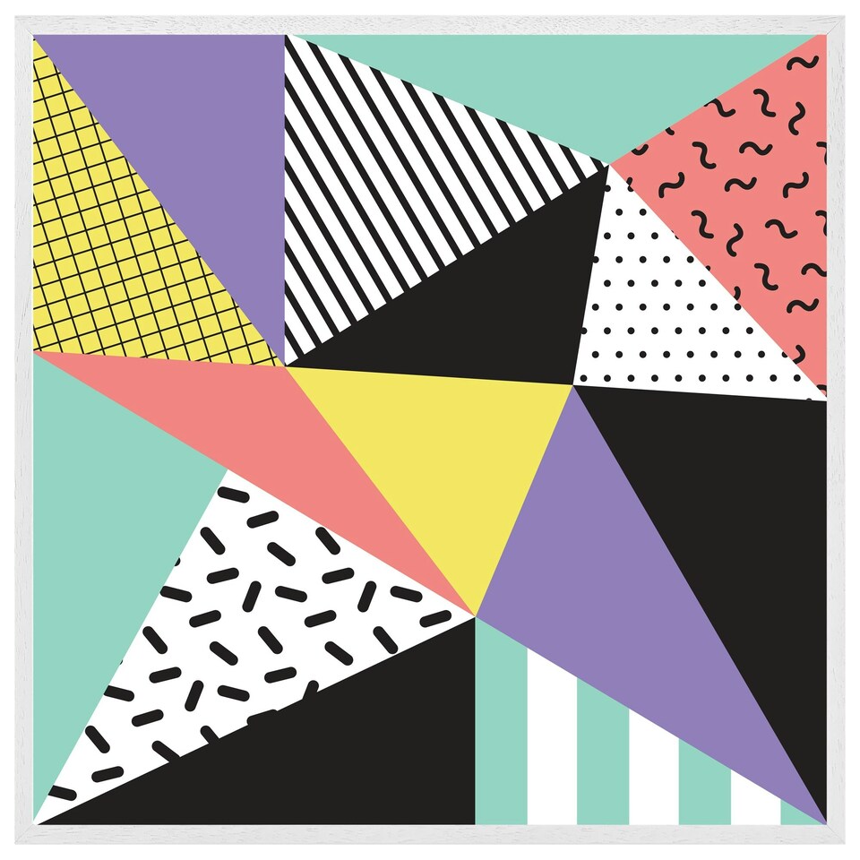 image 1 of Retro themed geometrics (Picture Frame) White | M