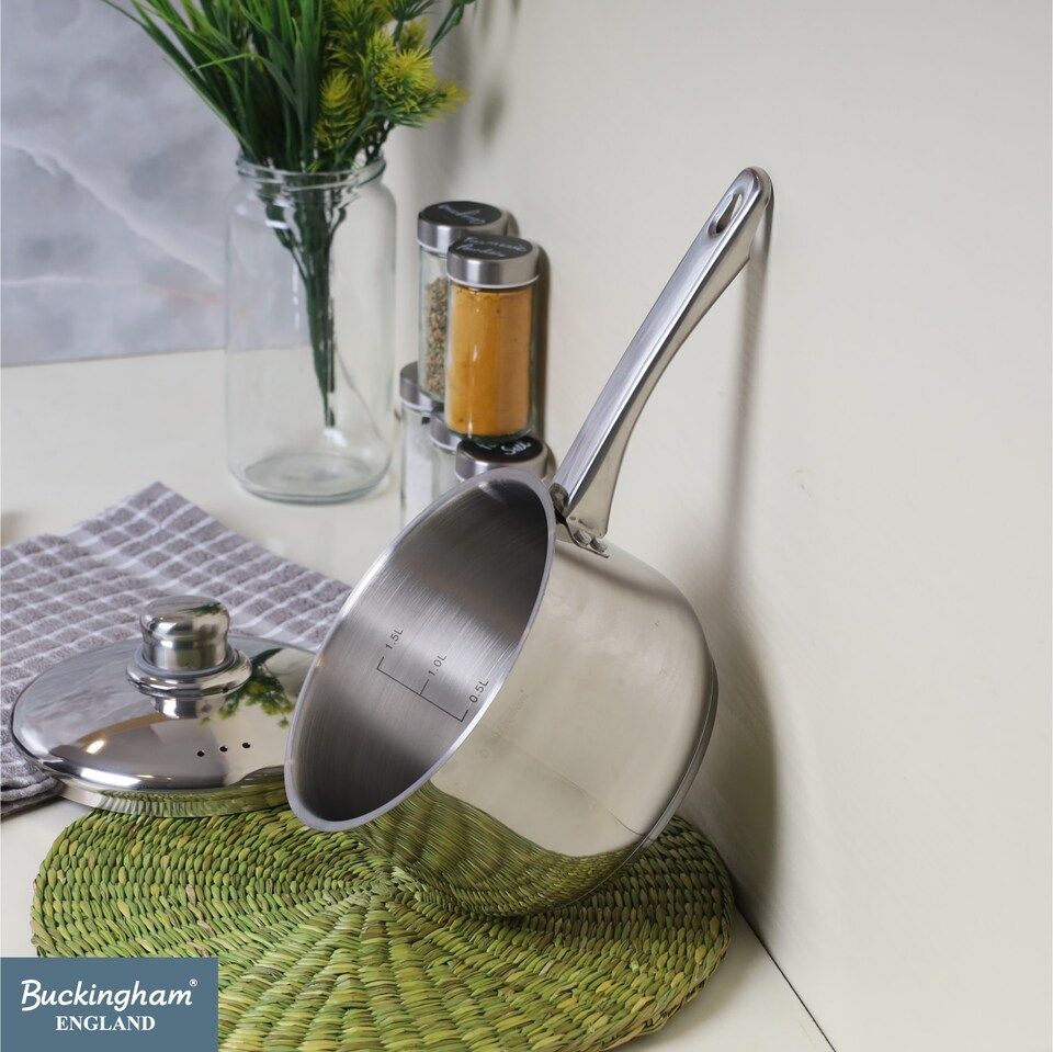 image 1 of Buckingham Stainless Steel Deep Saucepan 16 cm / 2 Litre | Silver