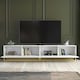 image 3 of Modular TV Unit 200cm White Matt with Fluted Fronts and Gold Base White