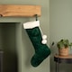 image 8 of 60cm Green Christmas Stocking with White Cuff and Pom Poms