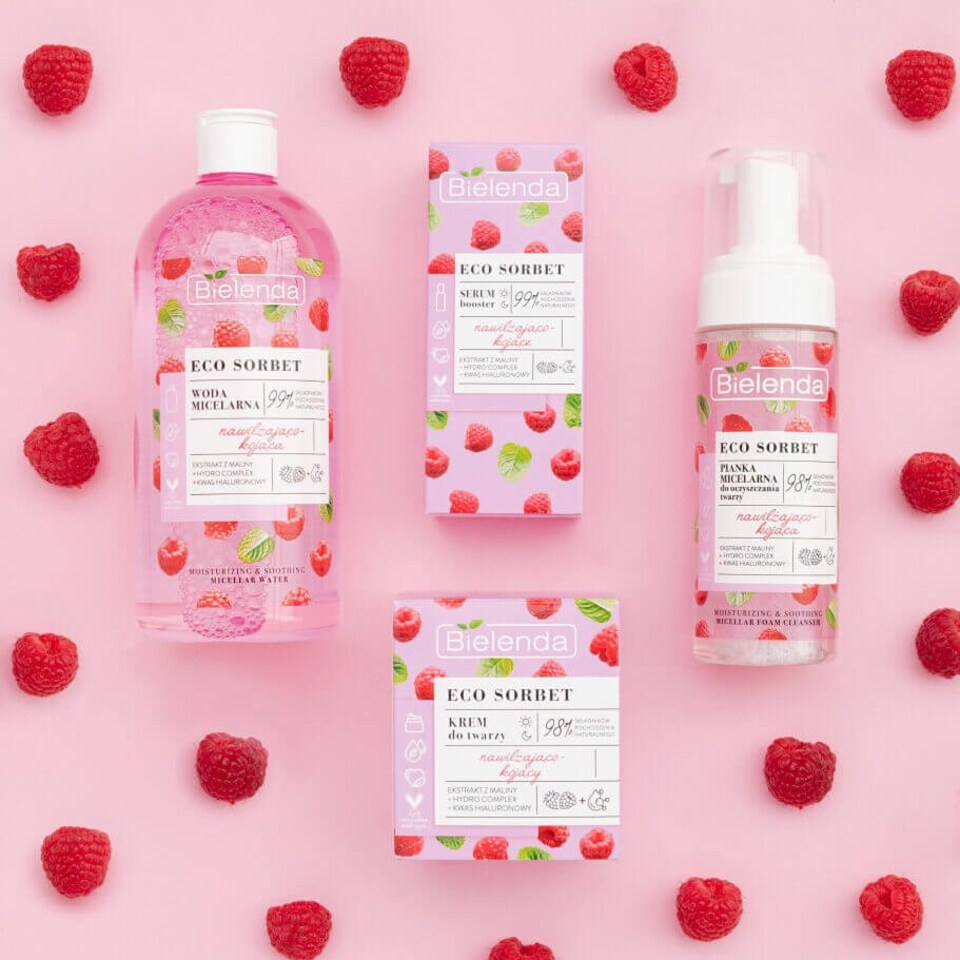 image 1 of Bielenda Eco Sorbet Raspberry Moisturising Soothing Micellar Cleansing Foam 150ml