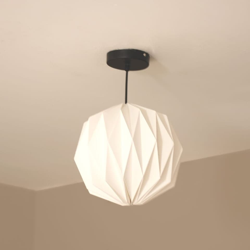 image 1 of ValueLights Astrid White Origami Ceiling Light Shade & Bulb | White