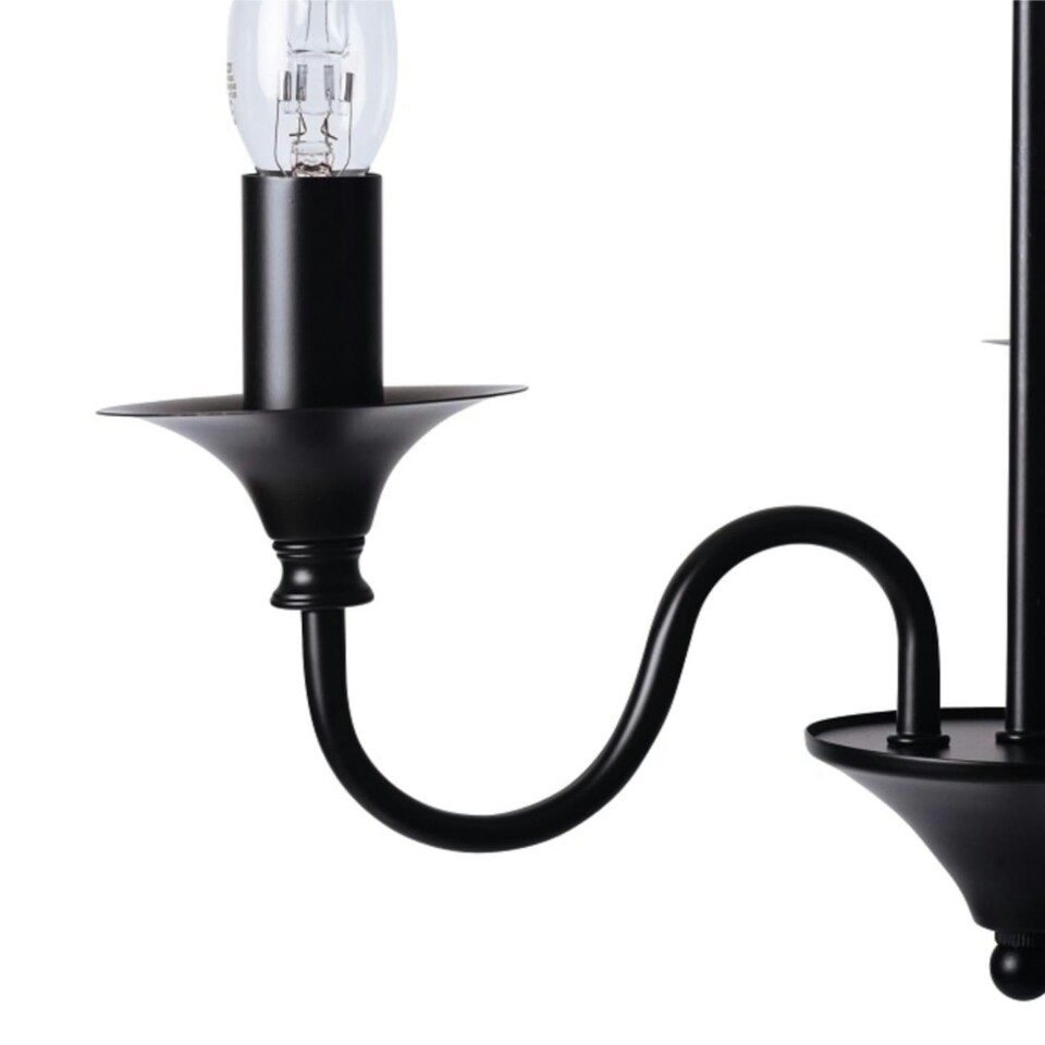 image 1 of First Choice Lighting Pair of Black Matt 3 Light Ceiling Chandeliers Black