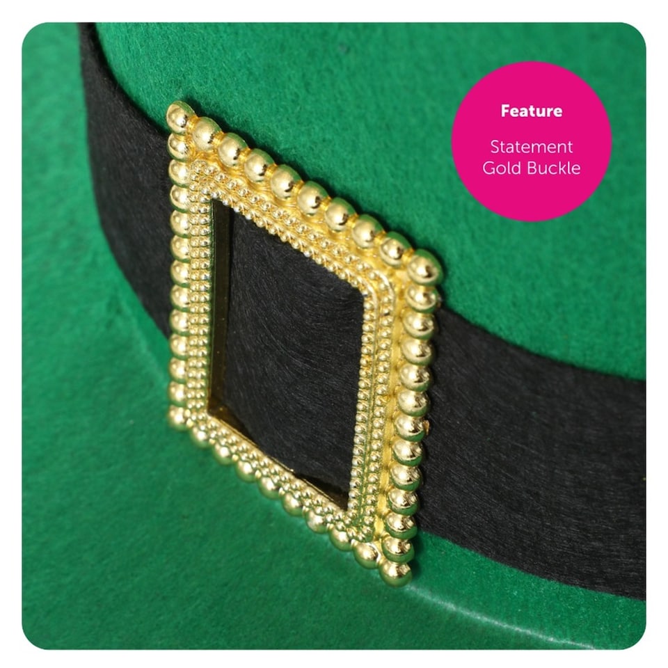 image 1 of Irish Buckle Top Hat with Short Red Wig | Green | 1