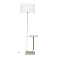 ValueLights Tavel Brushed Gold Floor Lamp White Shade