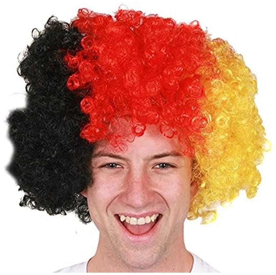 image 1 of Pack of 24 German Supporters Curly Wig | Multi | One Size