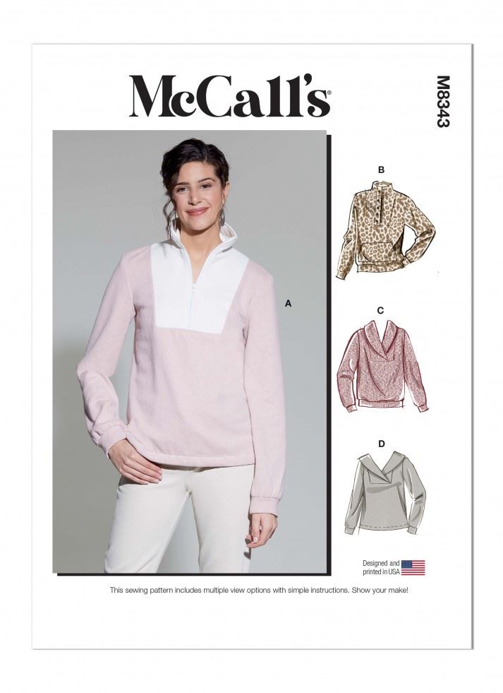 McCall's 8343 Paper Sewing Pattern – Women’s Tops & Sweaters, Size Y (XS–S–M), Intermediate