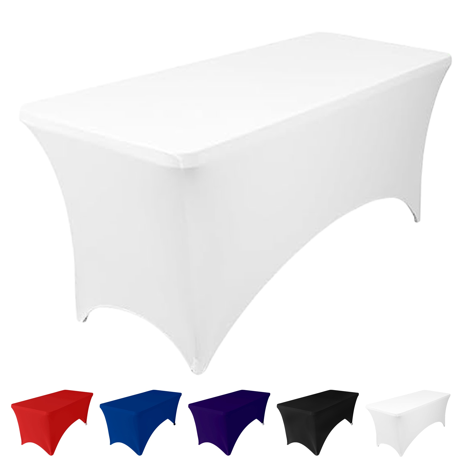 Neel Blue 6FT Rectangle Patio Tablecloth Elastic Spandex Table Cover in White