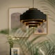 image 2 of ValueLights Sette Fabric Textured Black Tiered Ceiling Pendant Shade