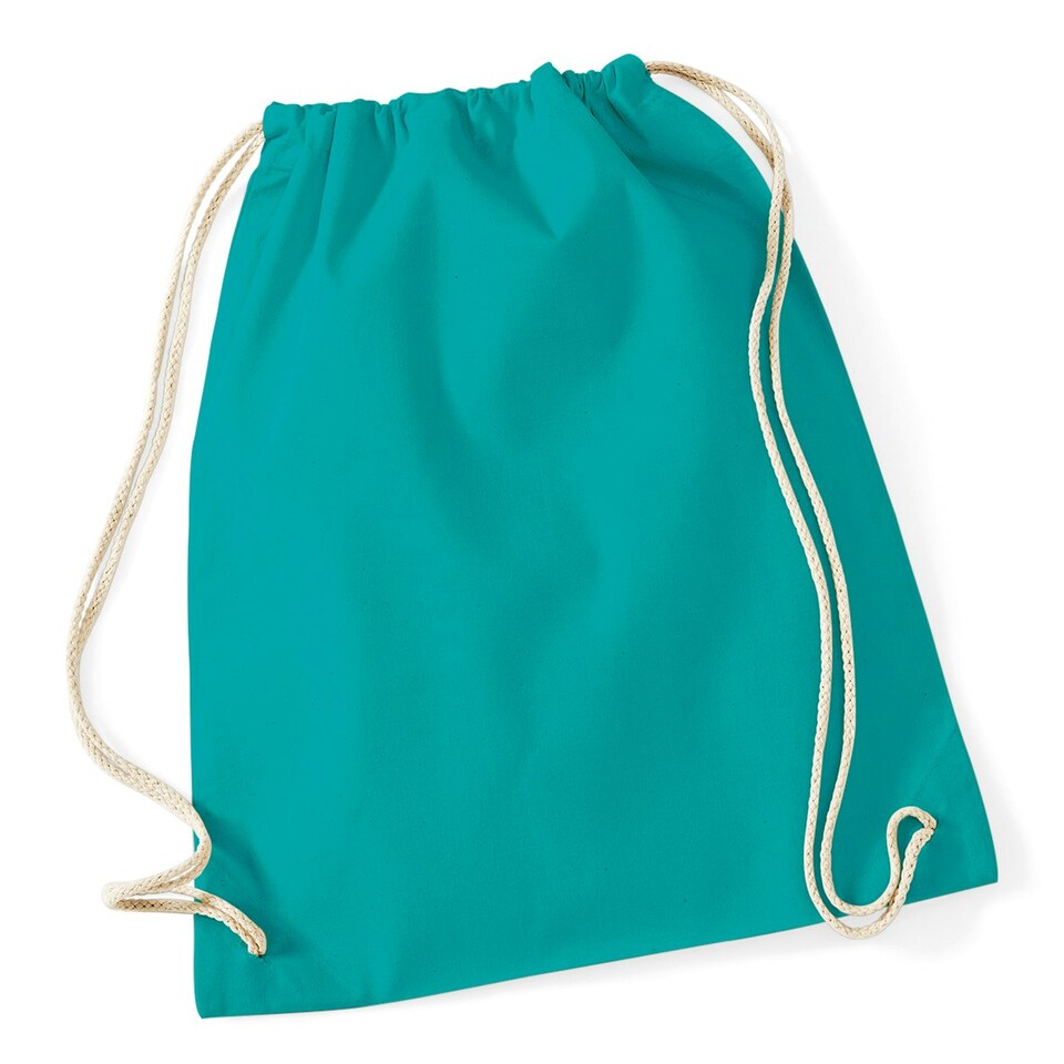 image 1 of Westford Mill Cotton Gymsac Bag - 12 Litres - Emerald - One Size Green | One Size